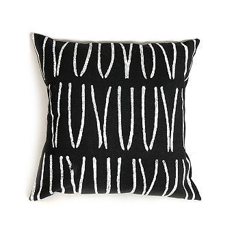 Sadza Lines Pillow Cover - Ebony Black 18"