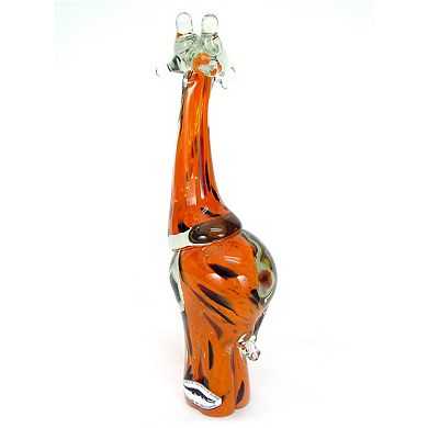 Hand Blown Orange Glass Giraffe - Medium