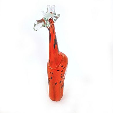 Hand Blown Orange Glass Giraffe - Medium