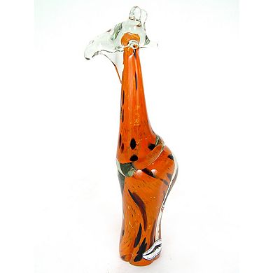 Hand Blown Orange Glass Giraffe - Medium