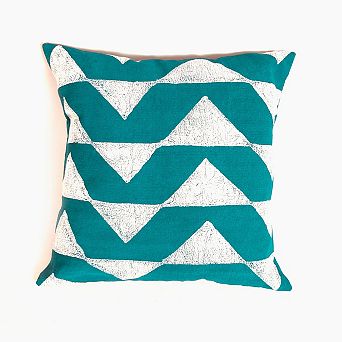 Sadza Triangles Pillow Cover - Seychelles Teal 18'