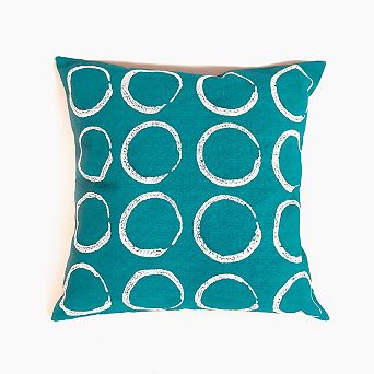 Sadza Circles Pillow Cover - Seychelles Teal 18'