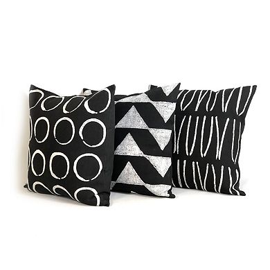 Sadza Circles Pillow Cover - Ebony Black 18'
