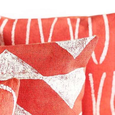 Sadza Triangles Pillow Cover - Madagascar Coral 18'