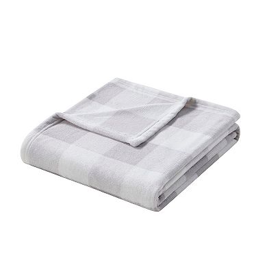 Kate Aurora Oversized Gray & White Plaid Christmas Accent Throw Blanket