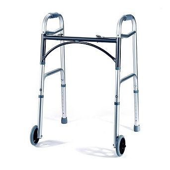 Folding Walker with Wheels for Seniors - Lightweight, Aluminum, Adjustable Height, Up to 350 lbs