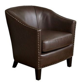 Calder Faux Leather Club Chair in Brown by Christopher Knight Home