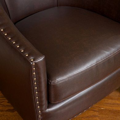 Calder Faux Leather Club Chair in Brown by Christopher Knight Home