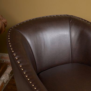 Calder Faux Leather Club Chair in Brown by Christopher Knight Home