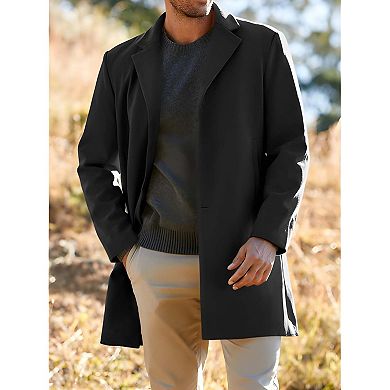 Men’s Slim Fit Trench Coat Single-Breasted Notched Collar Overcoat