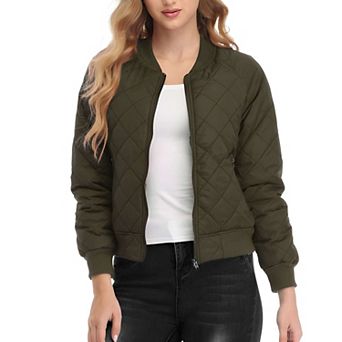 Womens Lightweight Quilted Zip Up Bomber Jacket