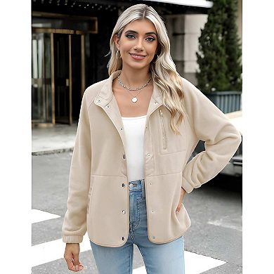 Women’s Fleece Jacket with Snap Front and Pockets
