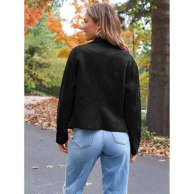 Women’s Cropped Faux Leather Jacket for Fall and Winter