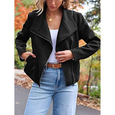Women’s Cropped Faux Leather Jacket for Fall and Winter