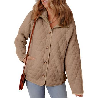 Women’s Lightweight Quilted Puffer Jacket with Button Front