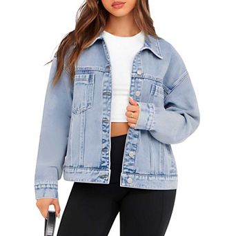 Women’s Long Sleeve Oversized Denim Button-Down Jacket