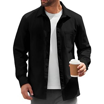 Men’s Casual Lightweight Button-Up Shacket Overshirt Jacket