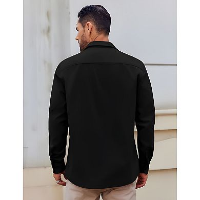 Men’s Casual Lightweight Button-Up Shacket Overshirt Jacket