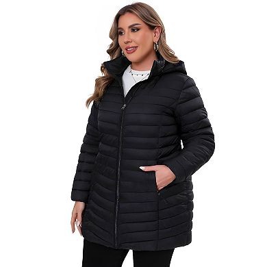 Plus Size Lightweight Packable Hooded Puffer Jacket for Women