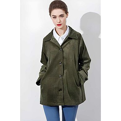 Women’s Corduroy Button Down Jacket with Long Sleeves and Pockets