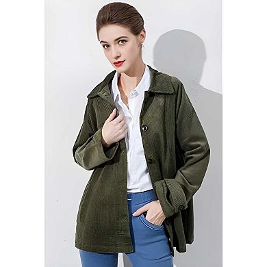 Women’s Corduroy Button Down Jacket with Long Sleeves and Pockets