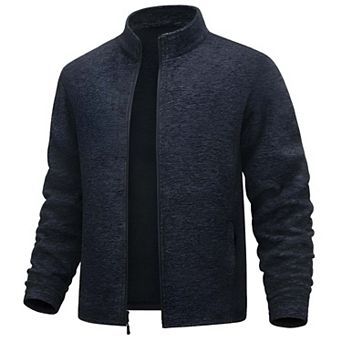 Men’s Casual Fleece Jacket Full Zip with Pockets and Collar