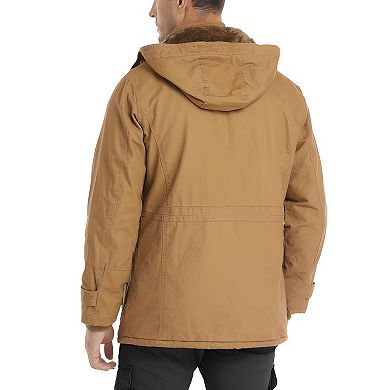 Men’s Hooded Winter Fleece Jacket Military Coat with Cargo Pockets