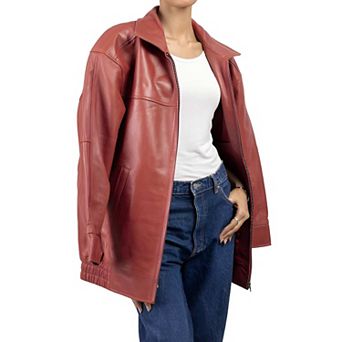 Oversized Leather Jacket Women Lambskin Fall Fashion Plus Size Style