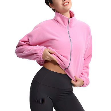 Women’s Sherpa Fleece Zip-Up Jacket with Drawstring Hem