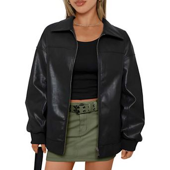 Women’s Zip-Up Oversized Motorcycle Jacket