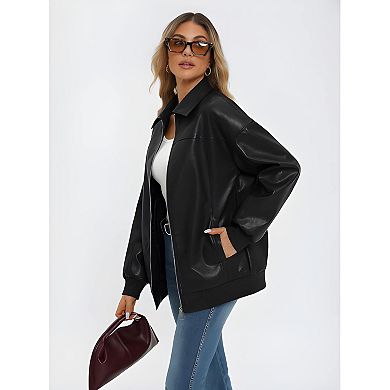Women’s Zip-Up Oversized Motorcycle Jacket
