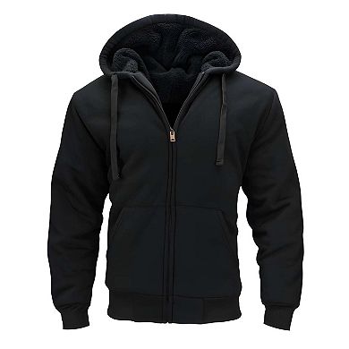 Men's Sherpa Lined Heavyweight Full Zip Fleece Hoodie Winter Coat