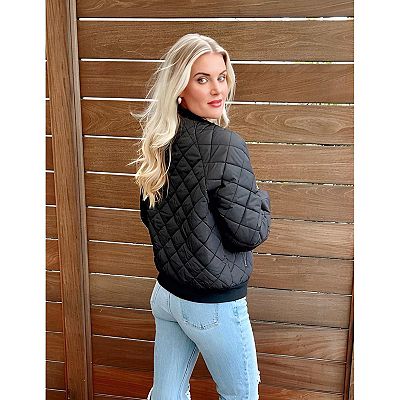 Womens Lightweight Bomber Jacket Casual Zip Up Spring Fall Coat
