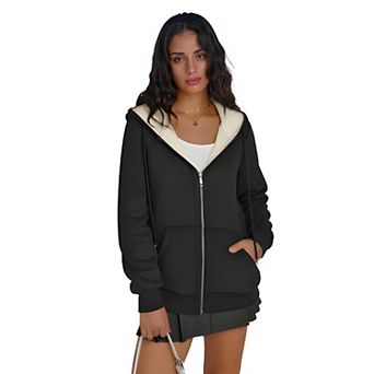 Womens Fleece Lined Zip Up Hoodie Warm Fall Winter Jacket Sweatshirt