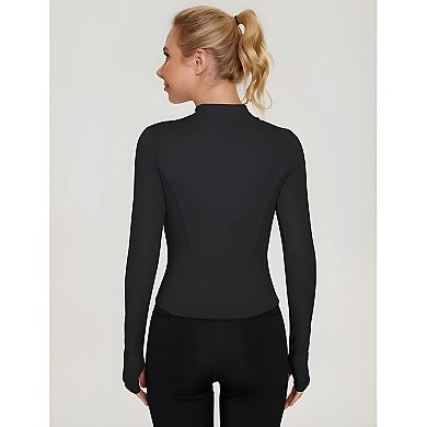 Womens Lightweight Zip Up Cropped Workout Jacket