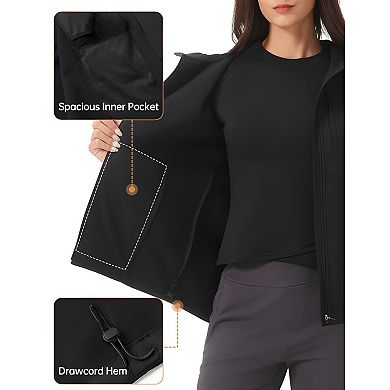 Lightweight Fleece Lined Hooded Softshell Water Resistant Jacket