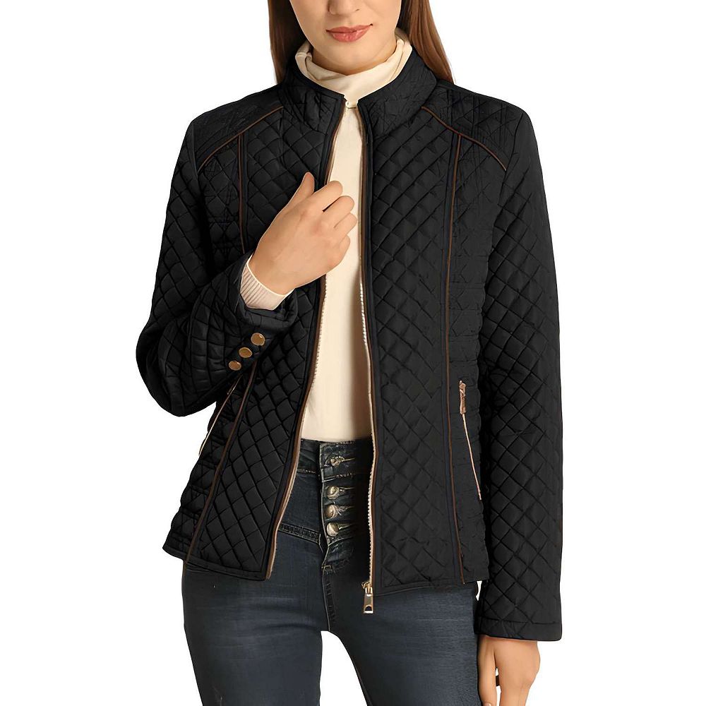 Women's Puffer Jacket, Short Padded Winter Coat with Zip-Up Collar