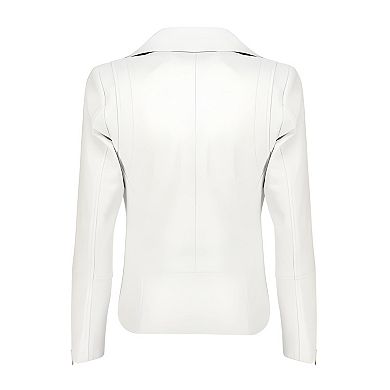 Womens Asymmetrical Zip Up Lambskin Leather Motorcycle Biker Jacket