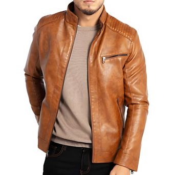 Mens Lightweight Moto Style Jacket in Faux Leather