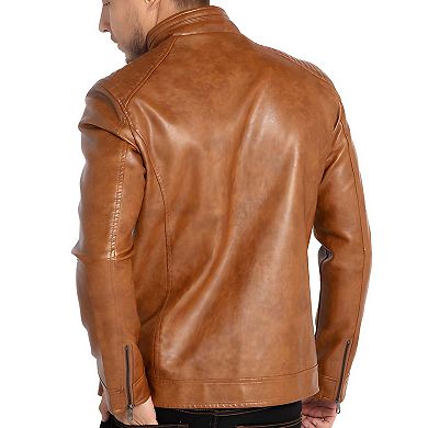 Mens Lightweight Moto Style Jacket in Faux Leather