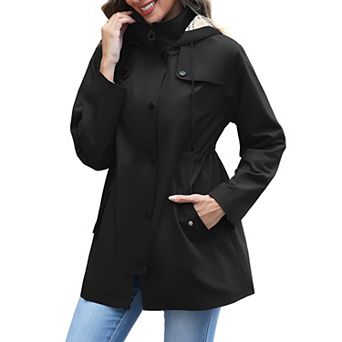 Women’s Waterproof Long Hooded Raincoat Windbreaker Coat