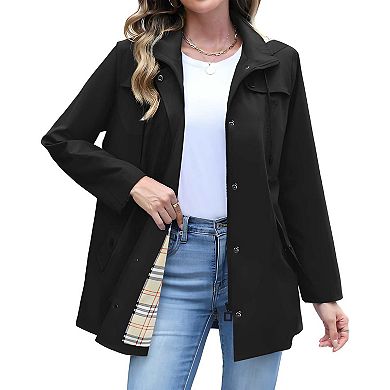 Women’s Waterproof Long Hooded Raincoat Windbreaker Coat