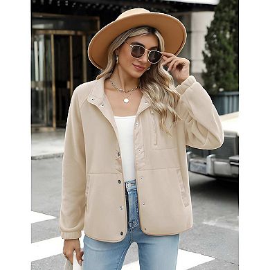 Women’s Fleece Jacket with Snap Front and Pockets