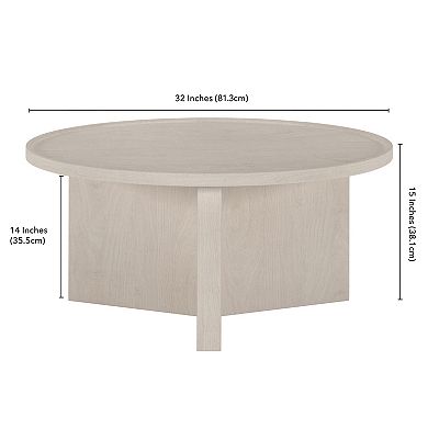 Finley & Sloane Round Coffee Table 32-Inch Wide in Alder
