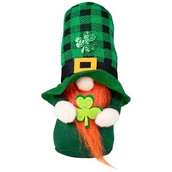 Northlight St. Patrick's Day Plaid Gnome with Shamrocks Table Decor