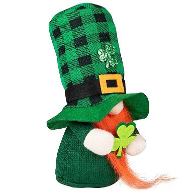 Northlight St. Patrick's Day Plaid Gnome with Shamrocks Table Decor