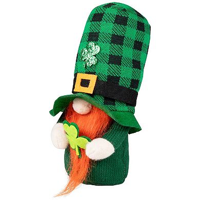 Northlight St. Patrick's Day Plaid Gnome with Shamrocks Table Decor