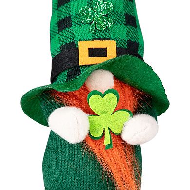 Northlight St. Patrick's Day Plaid Gnome with Shamrocks Table Decor