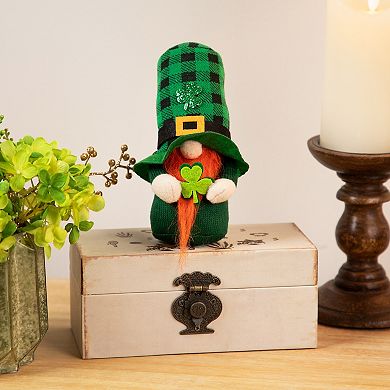 Northlight St. Patrick's Day Plaid Gnome with Shamrocks Table Decor
