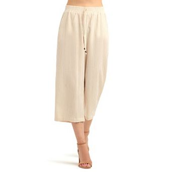 Women's AB Studio Pull-On Wide Leg Striped Cropped Pants